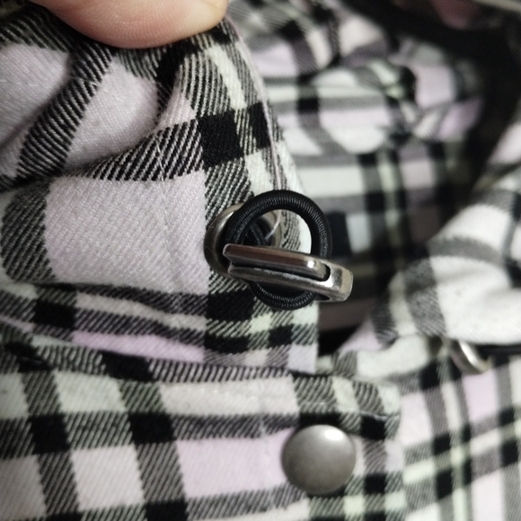 Torrid Flannel Hooded Anorak Coat Pink Ivory Black Plaid Jacket Women’s Size 0X - Picture 4 of 9
